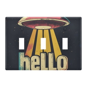 Yayeee Toggle Light Switch Wall Plate 3-Gang 6.37"x4.48" Decorative Outlet Cover, Red UFO