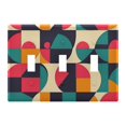 thumbnail image 1 of Yayeee Toggle Light Switch Wall Plate 3-Gang 6.37"x4.48" Decorative Outlet Cover, Retro Geometric, 1 of 7