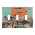 thumbnail image 1 of Yayeee Toggle Light Switch Wall Plate 3-Gang 6.37"x4.48" Decorative Outlet Cover, Retro UFO, 1 of 7