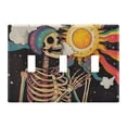 thumbnail image 1 of Yayeee Toggle Light Switch Wall Plate 3-Gang 6.37"x4.48" Decorative Outlet Cover, Skeleton with Sun, 1 of 7