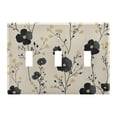 thumbnail image 1 of Yayeee Toggle Light Switch Wall Plate 3-Gang 6.37"x4.48" Decorative Outlet Cover, Small Black Flowers, 1 of 7
