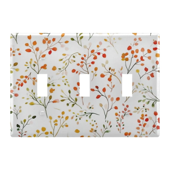Yayeee Toggle Light Switch Wall Plate 3-Gang 6.37"x4.48" Decorative Outlet Cover, Small Floral Pattern