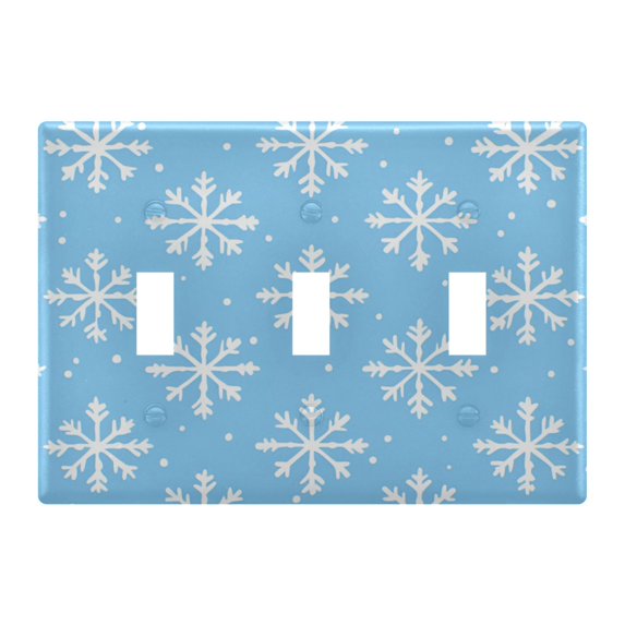 Yayeee Toggle Light Switch Wall Plate 3-Gang 6.37"x4.48" Decorative Outlet Cover, Snowflake Pattern
