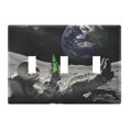 thumbnail image 1 of Yayeee Toggle Light Switch Wall Plate 3-Gang 6.37"x4.48" Decorative Outlet Cover, Space Earth, 1 of 7