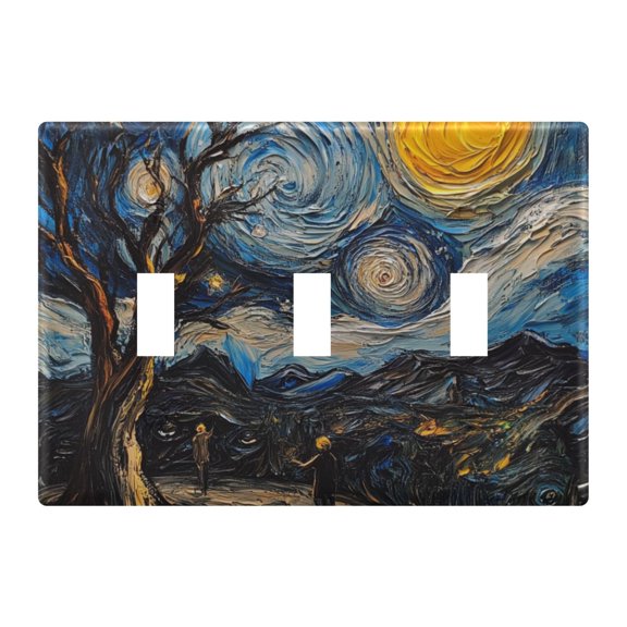 Yayeee Toggle Light Switch Wall Plate 3-Gang 6.37"x4.48" Decorative Outlet Cover, Swirling Starry Sky