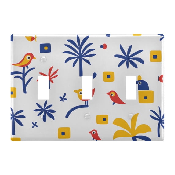 Yayeee Toggle Light Switch Wall Plate 3-Gang 6.37"x4.48" Decorative Outlet Cover, Tropical Rhythm