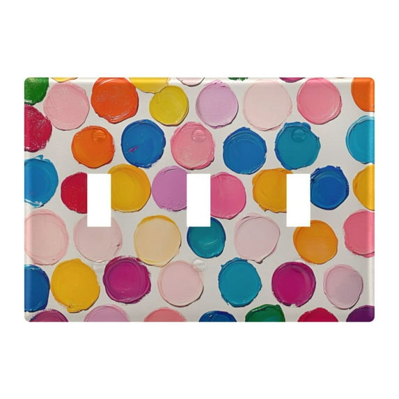 Yayeee Toggle Light Switch Wall Plate 3-Gang 6.37"x4.48" Decorative Outlet Cover, Watercolor Circles