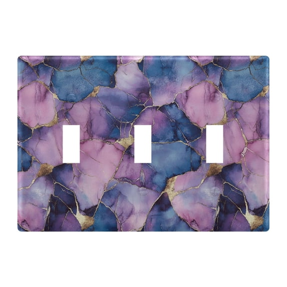 Yayeee Toggle Light Switch Wall Plate 3-Gang 6.37"x4.48" Decorative Outlet Cover, Watercolor Pink Marble Pattern