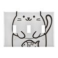 thumbnail image 1 of Yayeee Toggle Light Switch Wall Plate 3-Gang 6.37"x4.48" Decorative Outlet Cover, White Chubby Cat, 1 of 7