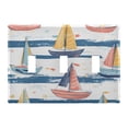 thumbnail image 1 of Yayeee Toggle Light Switch Wall Plate 3-Gang 6.37"x4.48" Decorative Outlet Cover, White Hand Drawn Sailboats, 1 of 7