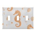 thumbnail image 1 of Yayeee Toggle Light Switch Wall Plate 3-Gang 6.37"x4.48" Decorative Outlet Cover, White Seahorse, 1 of 7