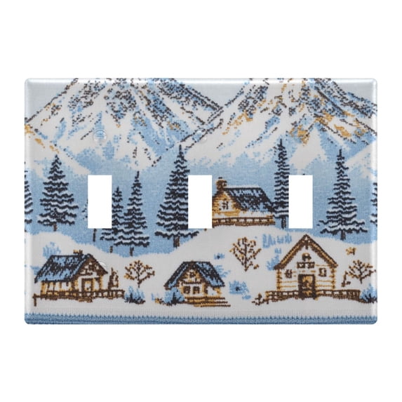 Yayeee Toggle Light Switch Wall Plate 3-Gang 6.37"x4.48" Decorative Outlet Cover, Winter Village