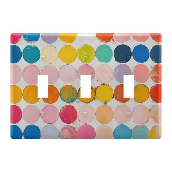 Yayeee Toggle Light Switch Wall Plate 3-Gang 6.37"x4.48" Decorative Outlet Cover, Yellow Circles
