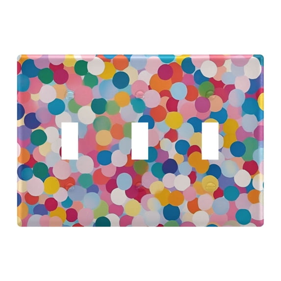 Yayeee Toggle Light Switch Wall Plate 3-Gang 6.37"x4.48" Decorative Outlet Cover, Yellow Colorful Circles