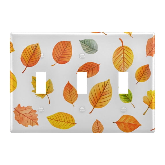 Yayeee Toggle Light Switch Wall Plate 3-Gang 6.37"x4.48" Decorative Outlet Cover, Yellow Leaves