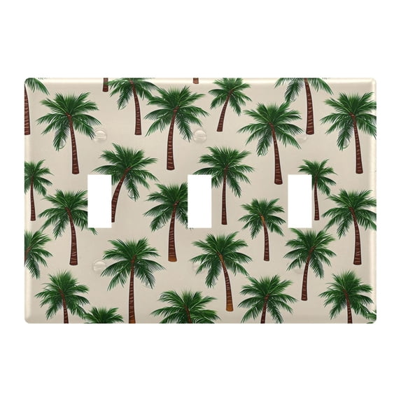 Yayeee Toggle Light Switch Wall Plate 3-Gang 6.37"x4.48" Decorative Outlet Cover, Yellow Palm Tree Pattern