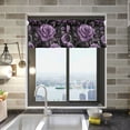 thumbnail image 1 of Yayeee Kitchen Valance Rod Pocket 54" x 18" Living Room Window Curtain, Black Roses, 1 of 6