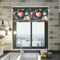 Yayeee Kitchen Valance Rod Pocket 54" x 18" Living Room Window Curtain, Blue Apple Pattern