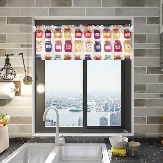 Yayeee Kitchen Valance Rod Pocket 54" x 18" Living Room Window Curtain, Colorful Jam