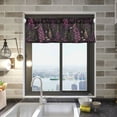 thumbnail image 1 of Yayeee Kitchen Valance Rod Pocket 54" x 18" Living Room Window Curtain, Dark Purple Floral Pattern, 1 of 6