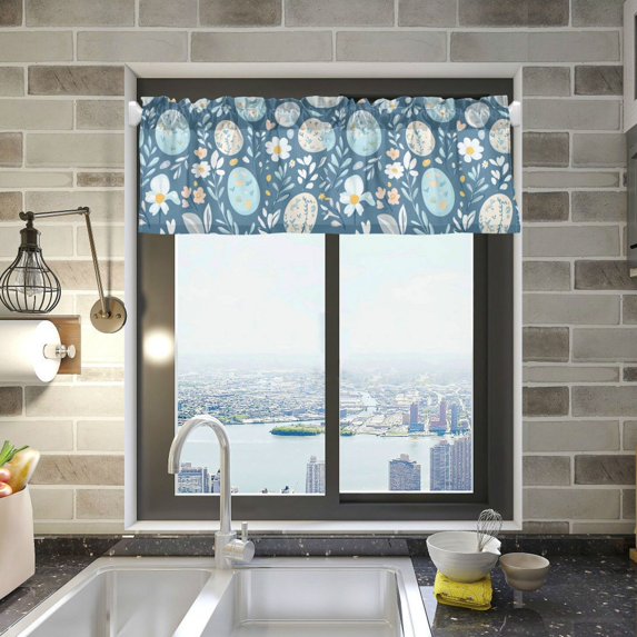 Yayeee Kitchen Valance Rod Pocket 54" x 18" Living Room Window Curtain, Easter Eggs