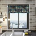 thumbnail image 1 of Yayeee Kitchen Valance Rod Pocket 54" x 18" Living Room Window Curtain, Gold Peacock Pattern, 1 of 6