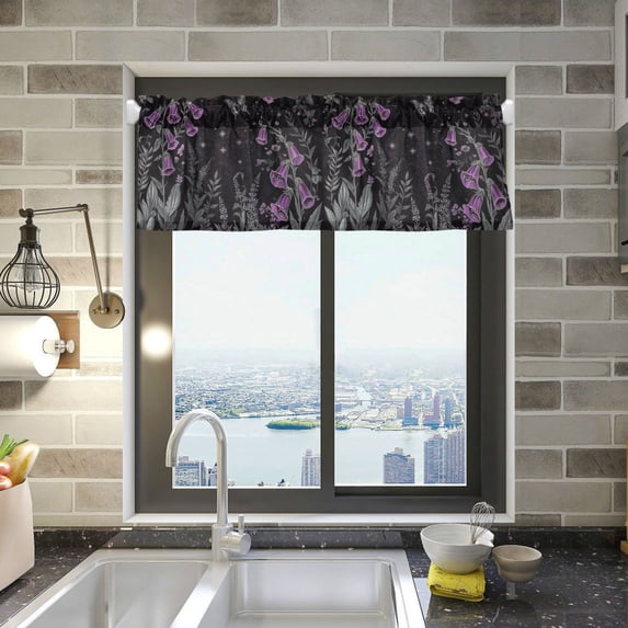 Yayeee Kitchen Valance Rod Pocket 54" x 18" Living Room Window Curtain, Gothic Floral Print