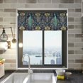 thumbnail image 1 of Yayeee Kitchen Valance Rod Pocket 54" x 18" Living Room Window Curtain, Navy Blue Peacock Pattern, 1 of 6