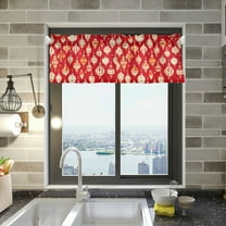 Yayeee Kitchen Valance Rod Pocket 54" x 18" Living Room Window Curtain, Orange Christmas Ornaments Pattern