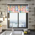 thumbnail image 1 of Yayeee Kitchen Valance Rod Pocket 54" x 18" Living Room Window Curtain, Pink Checkered Daisy, 1 of 6