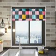 thumbnail image 1 of Yayeee Kitchen Valance Rod Pocket 54" x 18" Living Room Window Curtain, Pink Checkered Pattern, 1 of 6