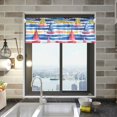 thumbnail image 1 of Yayeee Kitchen Valance Rod Pocket 54" x 18" Living Room Window Curtain, Red Hand Drawn Sailboats, 1 of 6