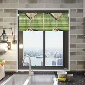 Alishomtll Kitchen Curtains Blossom Floral Print Window Curtain Tier ...