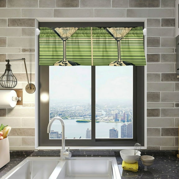 Yayeee Kitchen Valance Rod Pocket 54" x 18" Living Room Window Curtain, Red Martini