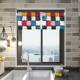 thumbnail image 1 of Yayeee Kitchen Valance Rod Pocket 54" x 18" Living Room Window Curtain, White Checkered Pattern, 1 of 6