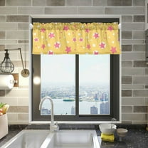 Yayeee Kitchen Valance Rod Pocket 54" x 18" Living Room Window Curtain, Yellow Stars