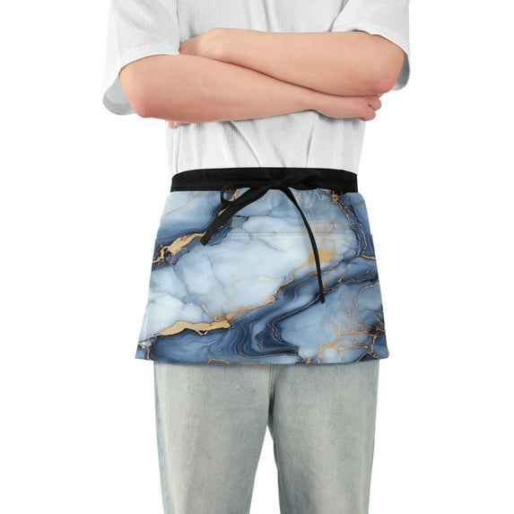 Yayeee Waist Apron with Pockets for Cooking Waterproof Half Server Aprons, Abstract Marble Pattern