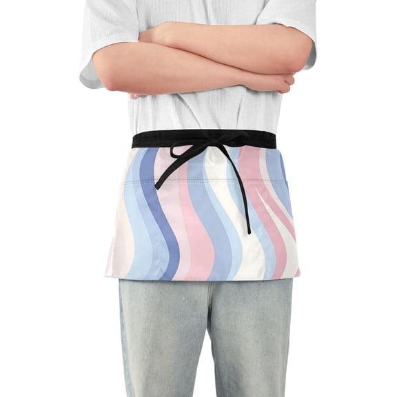 Yayeee Waist Apron with Pockets for Cooking Waterproof Half Server Aprons, Abstract Pink