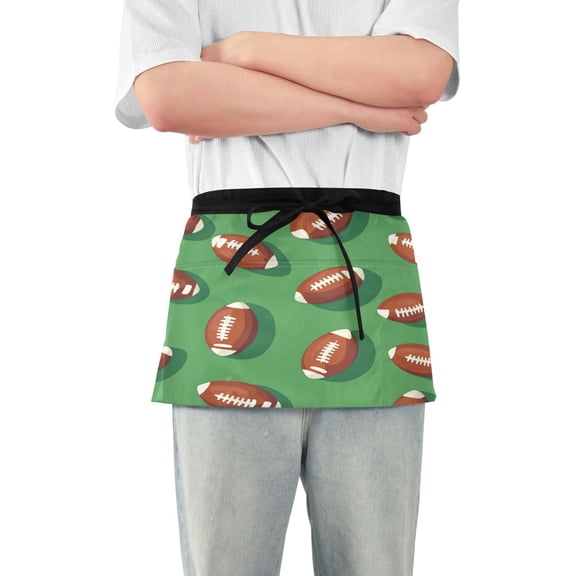 Yayeee Waist Apron with Pockets for Cooking Waterproof Half Server Aprons, American Footballs