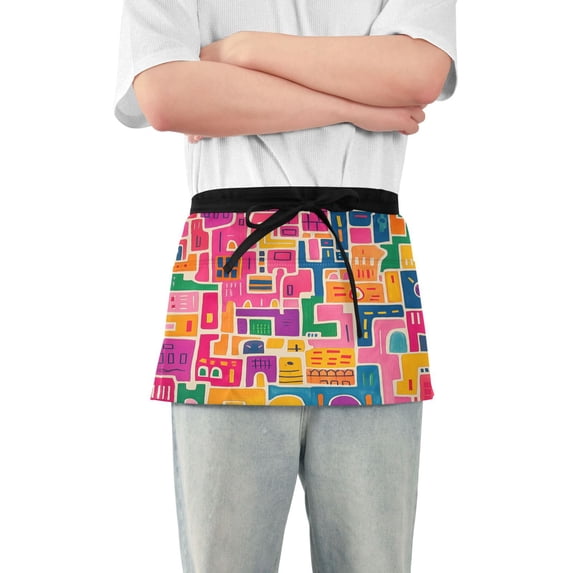 Yayeee Waist Apron with Pockets for Cooking Waterproof Half Server Aprons, Art Map