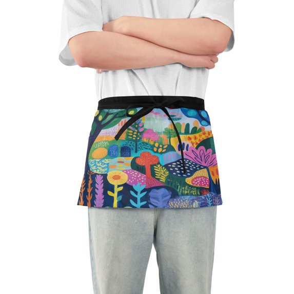 Yayeee Waist Apron with Pockets for Cooking Waterproof Half Server Aprons, Art Plants