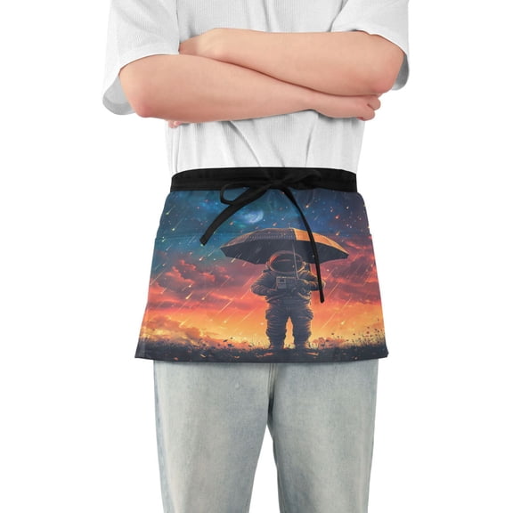 Yayeee Waist Apron with Pockets for Cooking Waterproof Half Server Aprons, Astronaut at Dawn
