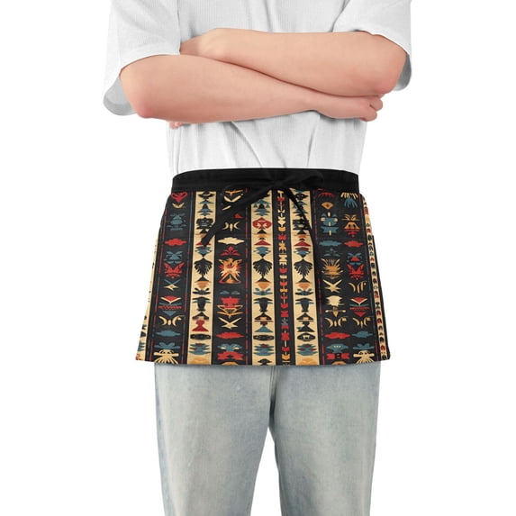 Yayeee Waist Apron with Pockets for Cooking Waterproof Half Server Aprons, Beige Geometric