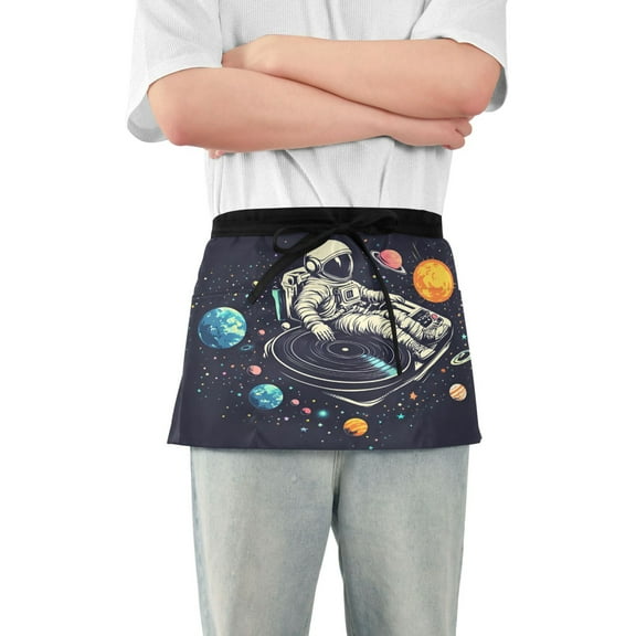 Yayeee Waist Apron with Pockets for Cooking Waterproof Half Server Aprons, Black Record