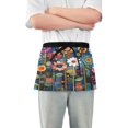 thumbnail image 1 of Yayeee Waist Apron with Pockets for Cooking Waterproof Half Server Aprons, Blue Colorful Flowers, 1 of 7