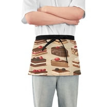 Yayeee Waist Apron with Pockets for Cooking Waterproof Half Server Aprons, Brown Cakes