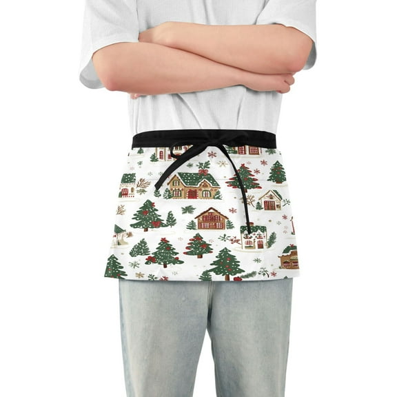 Yayeee Waist Apron with Pockets for Cooking Waterproof Half Server Aprons, Brown Christmas House