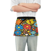 Yayeee Waist Apron with Pockets for Cooking Waterproof Half Server Aprons, Cartoon Flowers