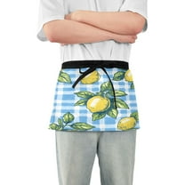 Yayeee Waist Apron with Pockets for Cooking Waterproof Half Server Aprons, Cartoon Plaid Lemon