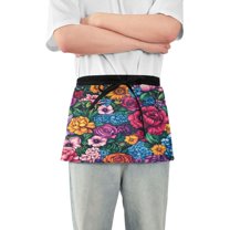 Yayeee Waist Apron with Pockets for Cooking Waterproof Half Server Aprons, Charming Floral Pattern